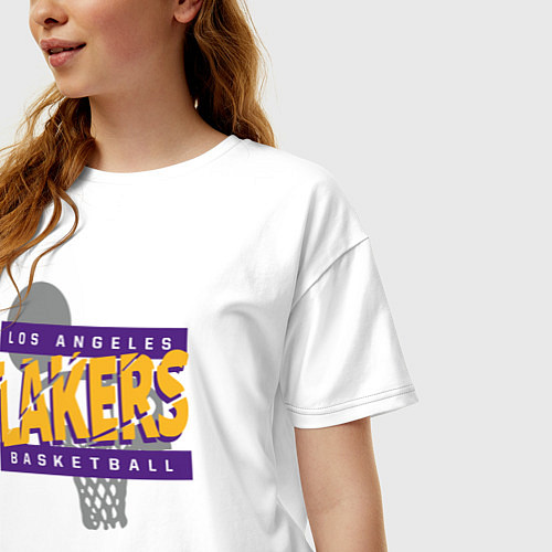 Женская футболка оверсайз Lakers basketball play / Белый – фото 3