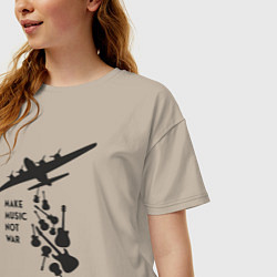 Футболка оверсайз женская Делай музыку, а не войну, цвет: миндальный — фото 2