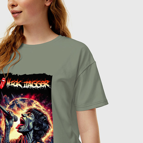 Женская футболка оверсайз Rolling Stones singer Mick Jagger / Авокадо – фото 3