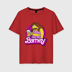 Футболка оверсайз женская Barney with beer, цвет: красный