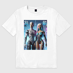 Футболка оверсайз женская Barbie and Ken - cyber fantasy, цвет: белый