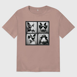 Женская футболка оверсайз Кролик в фотобудке