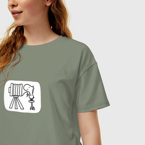 Женская футболка оверсайз Старый фотоаппарат / Авокадо – фото 3