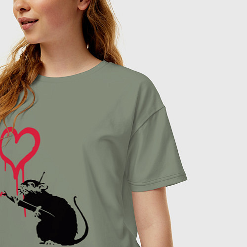 Женская футболка оверсайз Rat heart / Авокадо – фото 3