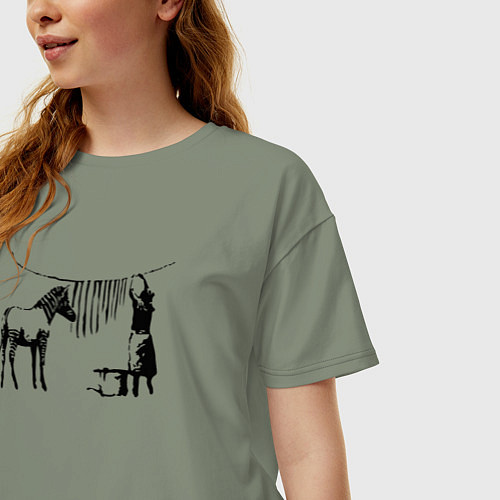 Женская футболка оверсайз Banksy zebra / Авокадо – фото 3