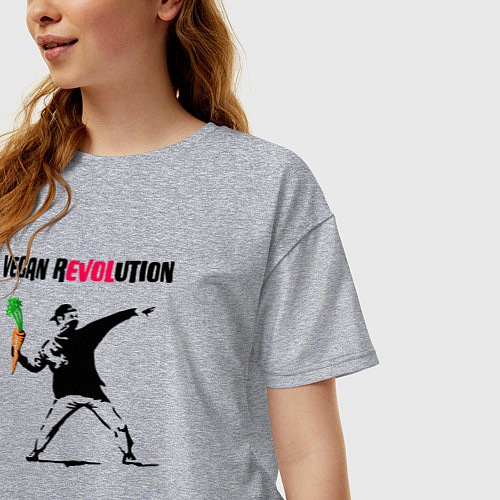 Женская футболка оверсайз Love vegan / Меланж – фото 3