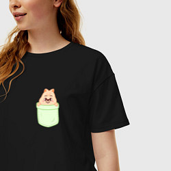 Футболка оверсайз женская Han quokka in pocket, цвет: черный — фото 2