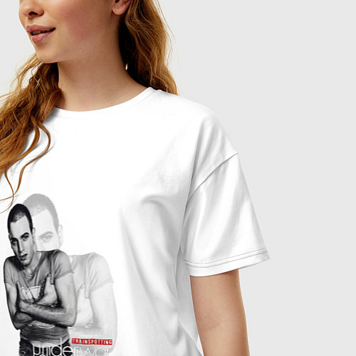 Женская футболка оверсайз Underworld - trainspotting born slippy / Белый – фото 3
