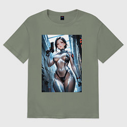 Футболка оверсайз женская Девушка-наемница, цвет: авокадо