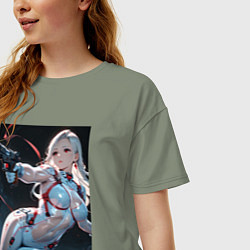 Футболка оверсайз женская Девушка-наемница, цвет: авокадо — фото 2