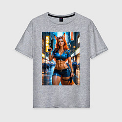 Футболка оверсайз женская Рыжая лиса-полицейский, цвет: меланж