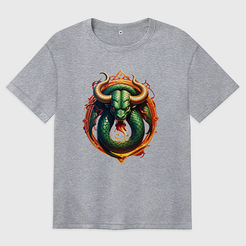 Женская футболка оверсайз Телец в тени змеи / Меланж – фото 1