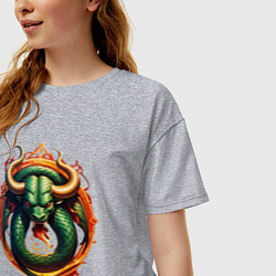 Футболка оверсайз женская Телец в тени змеи, цвет: меланж — фото 2