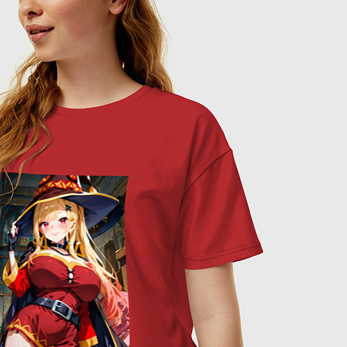 Женская футболка оверсайз Марин Китагава косплей Мегумин / Красный – фото 3
