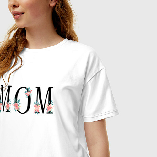 Женская футболка оверсайз Надпись мама на английском / Белый – фото 3
