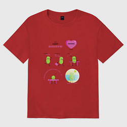 Футболка оверсайз женская Комикс про семечку, или история одной бобовой, цвет: красный