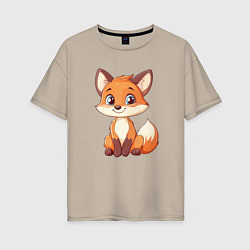 Футболка оверсайз женская Хитрый лисёнок, цвет: миндальный