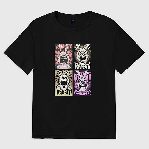 Женская футболка оверсайз Angry rabbit / Черный – фото 1