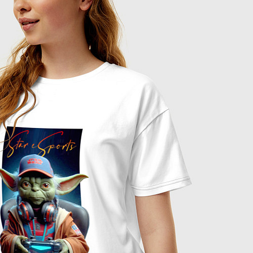 Женская футболка оверсайз Star eSports - Yoda / Белый – фото 3