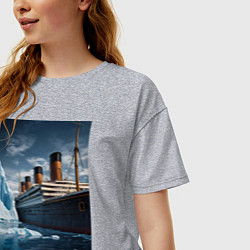 Футболка оверсайз женская Титаник плывет среди айсбергов, цвет: меланж — фото 2