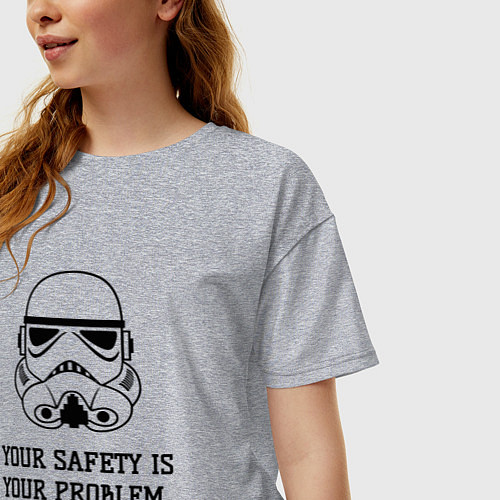 Женская футболка оверсайз Ваша безопасность ваши проблемы / Меланж – фото 3