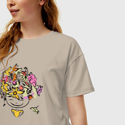 Футболка оверсайз женская Весенняя девчонка, цвет: миндальный — фото 2