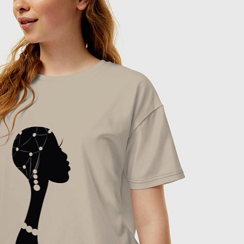 Женская футболка оверсайз Woman Africa / Миндальный – фото 3