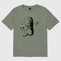 Футболка оверсайз женская Червяк с бананом, цвет: авокадо