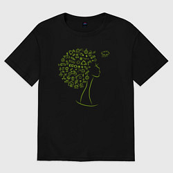 Футболка оверсайз женская Эко девчонка, цвет: черный