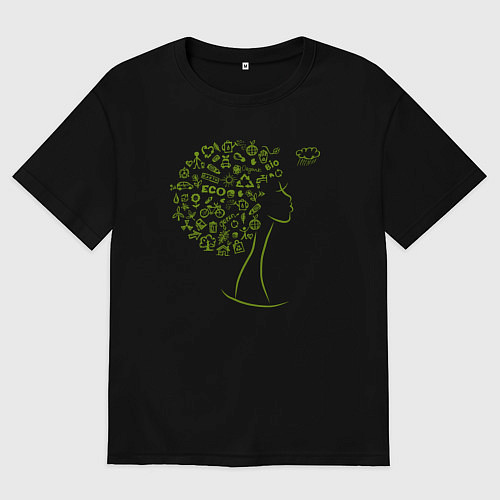 Женская футболка оверсайз Эко девчонка / Черный – фото 1