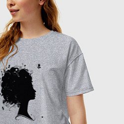 Футболка оверсайз женская Girl flowers, цвет: меланж — фото 2