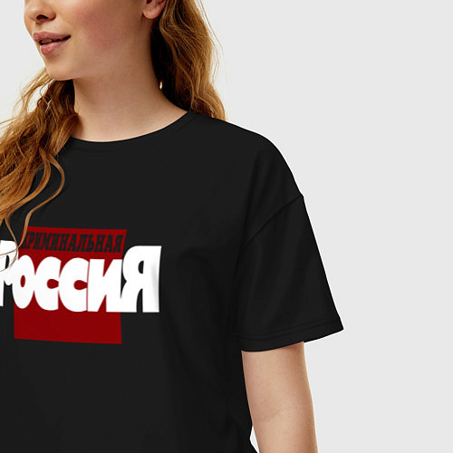 Женская футболка оверсайз Криминальная Россия / Черный – фото 3