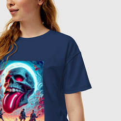 Футболка оверсайз женская Rolling Stones - skull transformation, цвет: тёмно-синий — фото 2