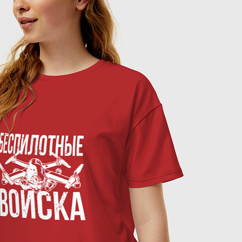 Женская футболка оверсайз Россия - беспилотные войска / Красный – фото 3