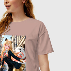 Футболка оверсайз женская Марин Китагава косплей Ани Форджер, цвет: пыльно-розовый — фото 2