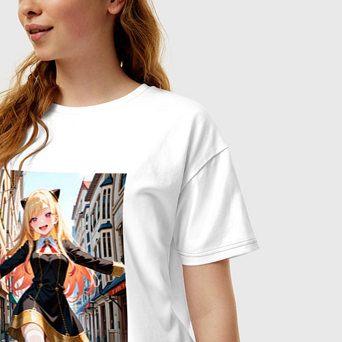 Женская футболка оверсайз Марин Китагава косплей Ани Форджер / Белый – фото 3