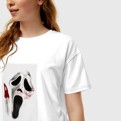 Женская футболка оверсайз Крик призрачное лицо / Белый – фото 3
