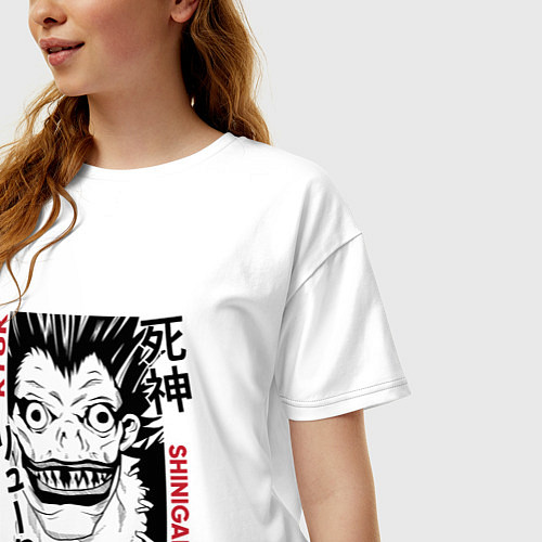Женская футболка оверсайз Тетрадь смерти Ryuk Shinigami / Белый – фото 3