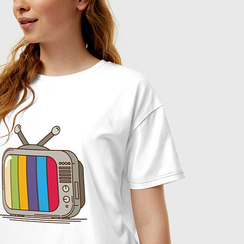Женская футболка оверсайз Retro television / Белый – фото 3