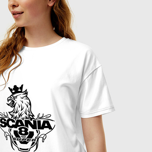 Женская футболка оверсайз Scania V8 / Белый – фото 3