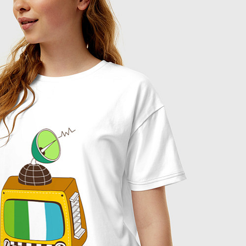 Женская футболка оверсайз Спутниковое тв / Белый – фото 3