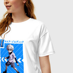 Футболка оверсайз женская Хантер Килуа Золдик в полосочку, цвет: белый — фото 2