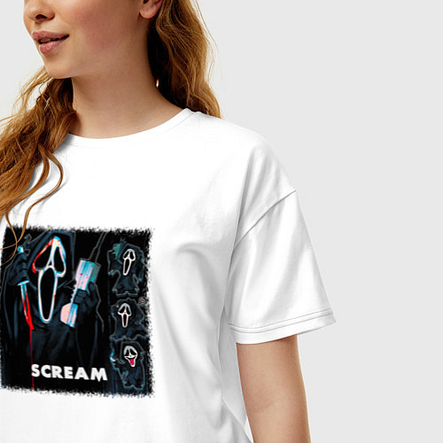 Женская футболка оверсайз Крик с телефоном / Белый – фото 3
