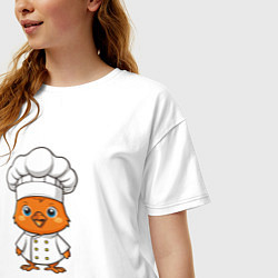 Футболка оверсайз женская Цыплёнок повар, цвет: белый — фото 2