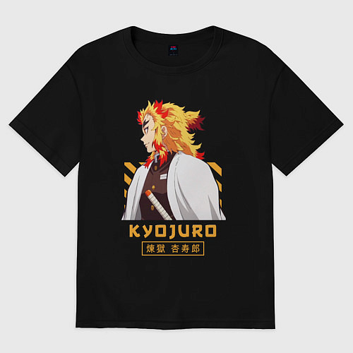 Женская футболка оверсайз Клинок рассекающий демонов Kyoujurou профиль / Черный – фото 1