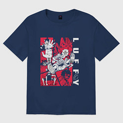 Футболка оверсайз женская Ванпис Монки Луффи, цвет: тёмно-синий