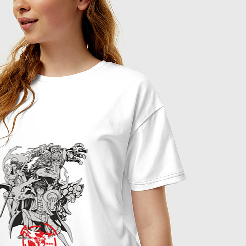 Женская футболка оверсайз Ванпис персонажи / Белый – фото 3
