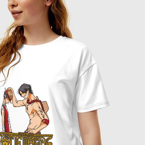 Женская футболка оверсайз Ванпис Луффи старший / Белый – фото 3