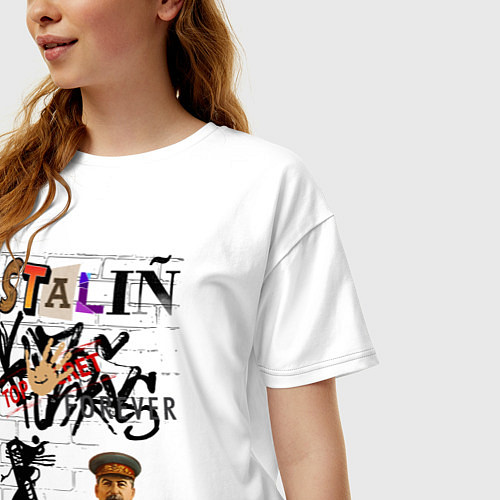 Женская футболка оверсайз Stalin граффити / Белый – фото 3