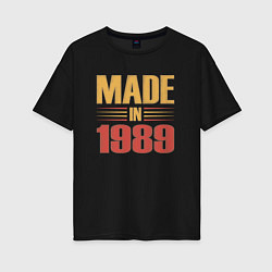 Футболка оверсайз женская Сделано в 1989 сепия, цвет: черный